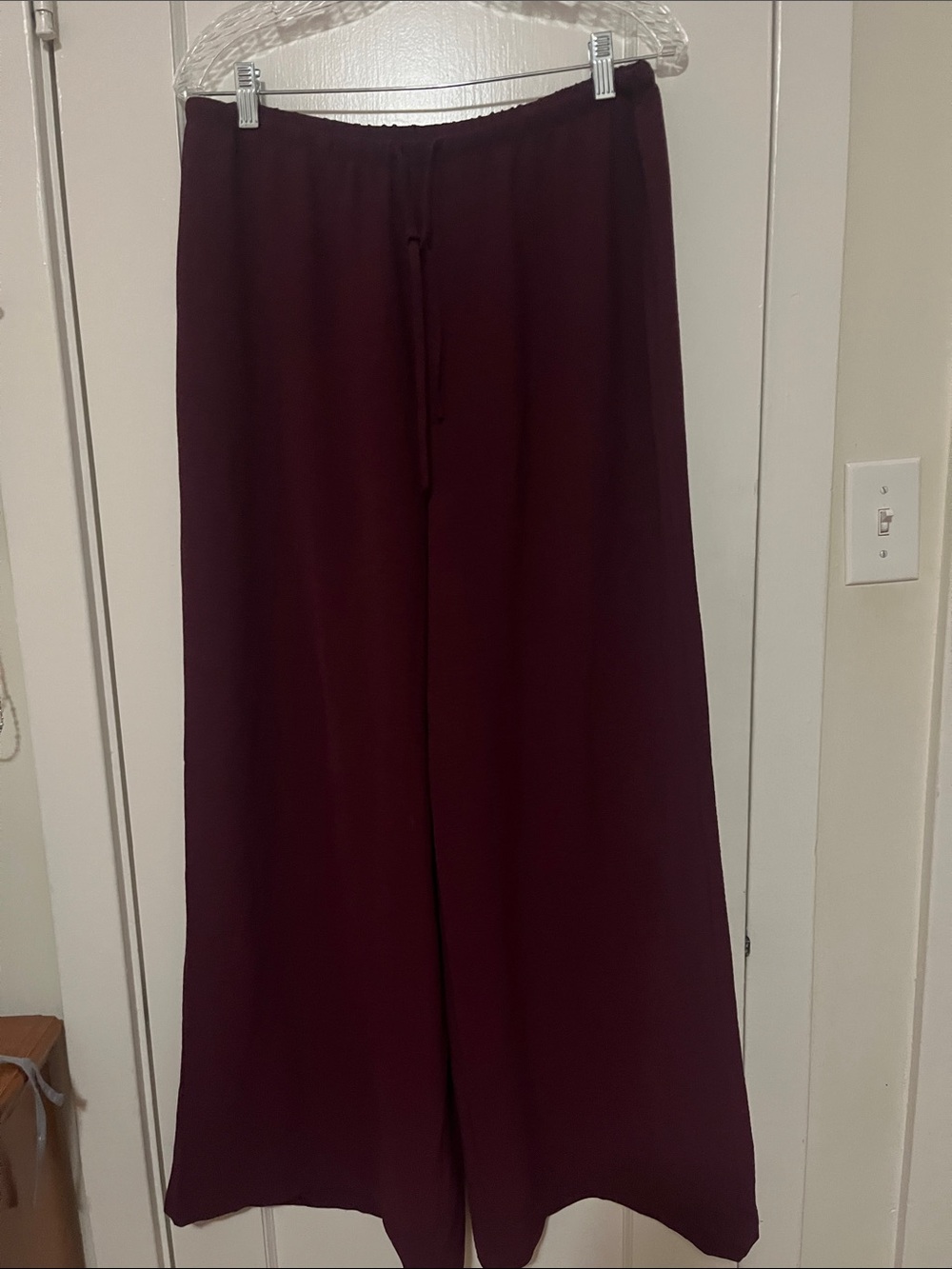 Adrianna Papell Women's Wide-Leg Drawstring Pants in Burgundy